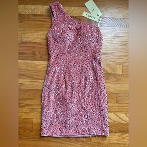 Elegant Pink Sequin Dress